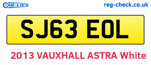 SJ63EOL are the vehicle registration plates.