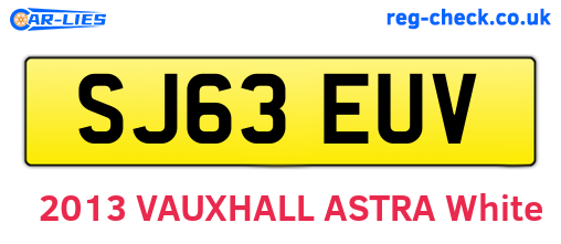 SJ63EUV are the vehicle registration plates.