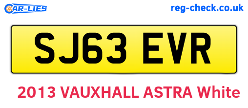 SJ63EVR are the vehicle registration plates.