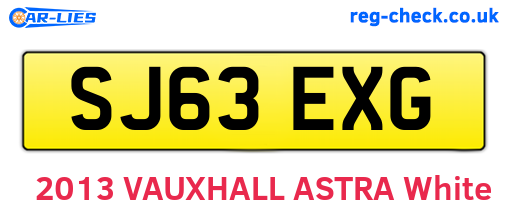 SJ63EXG are the vehicle registration plates.