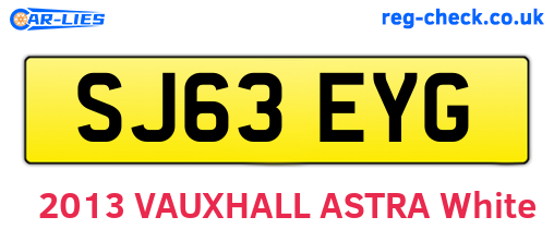 SJ63EYG are the vehicle registration plates.