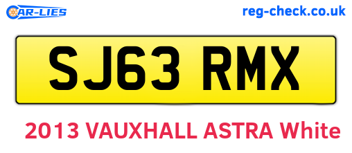 SJ63RMX are the vehicle registration plates.