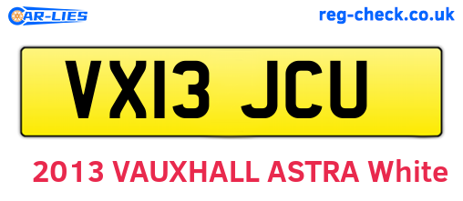 VX13JCU are the vehicle registration plates.