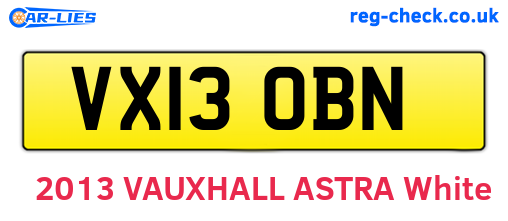 VX13OBN are the vehicle registration plates.
