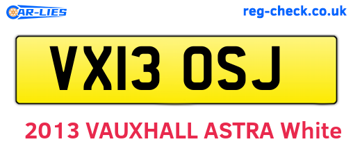 VX13OSJ are the vehicle registration plates.