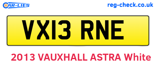 VX13RNE are the vehicle registration plates.