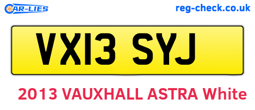 VX13SYJ are the vehicle registration plates.