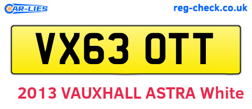 VX63OTT are the vehicle registration plates.