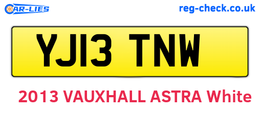 YJ13TNW are the vehicle registration plates.