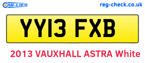 YY13FXB are the vehicle registration plates.