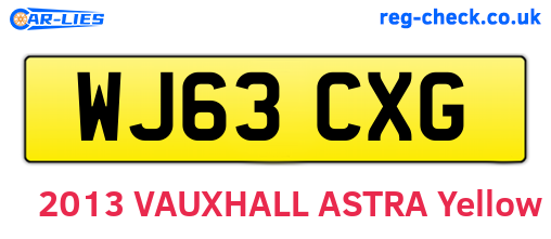 WJ63CXG are the vehicle registration plates.