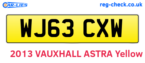 WJ63CXW are the vehicle registration plates.