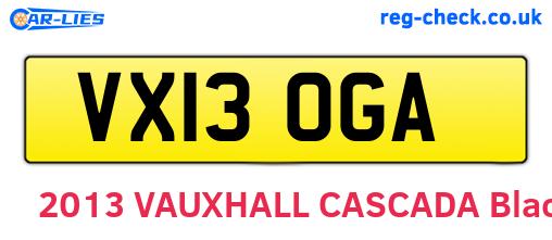 VX13OGA are the vehicle registration plates.