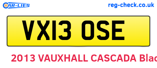 VX13OSE are the vehicle registration plates.