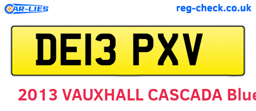 DE13PXV are the vehicle registration plates.