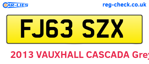 FJ63SZX are the vehicle registration plates.