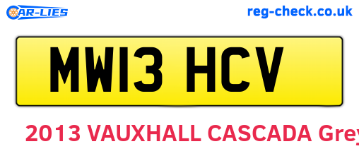 MW13HCV are the vehicle registration plates.