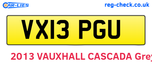 VX13PGU are the vehicle registration plates.
