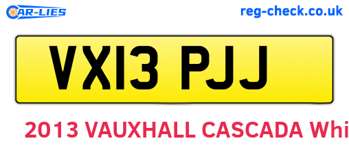 VX13PJJ are the vehicle registration plates.