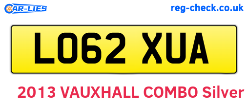 LO62XUA are the vehicle registration plates.
