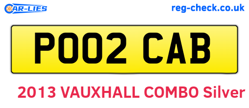 PO02CAB are the vehicle registration plates.