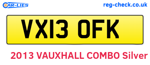 VX13OFK are the vehicle registration plates.