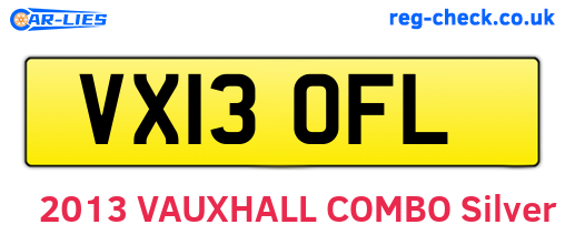 VX13OFL are the vehicle registration plates.