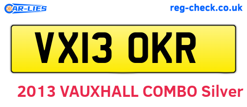 VX13OKR are the vehicle registration plates.
