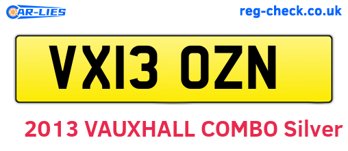 VX13OZN are the vehicle registration plates.