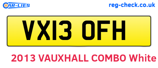 VX13OFH are the vehicle registration plates.