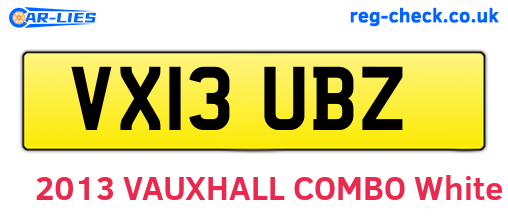 VX13UBZ are the vehicle registration plates.