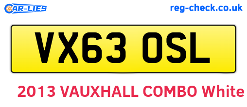 VX63OSL are the vehicle registration plates.