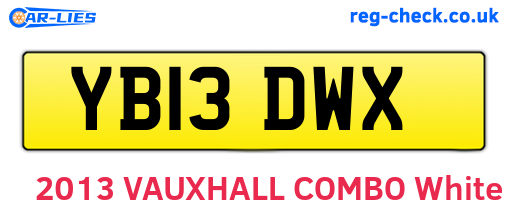 YB13DWX are the vehicle registration plates.