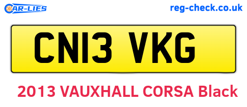 CN13VKG are the vehicle registration plates.