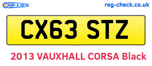 CX63STZ are the vehicle registration plates.