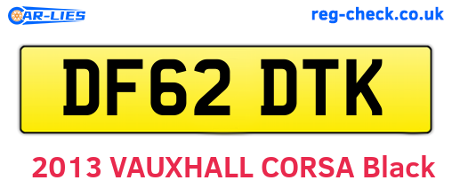 DF62DTK are the vehicle registration plates.