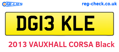 DG13KLE are the vehicle registration plates.