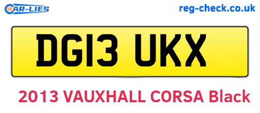 DG13UKX are the vehicle registration plates.
