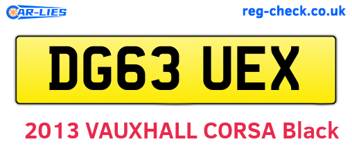 DG63UEX are the vehicle registration plates.