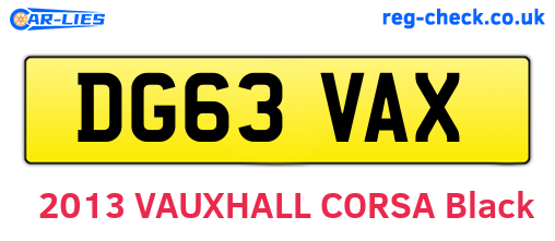 DG63VAX are the vehicle registration plates.