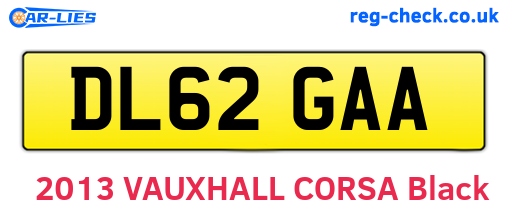 DL62GAA are the vehicle registration plates.