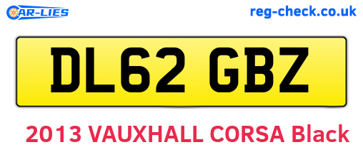 DL62GBZ are the vehicle registration plates.