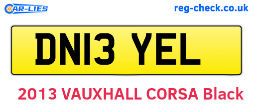 DN13YEL are the vehicle registration plates.