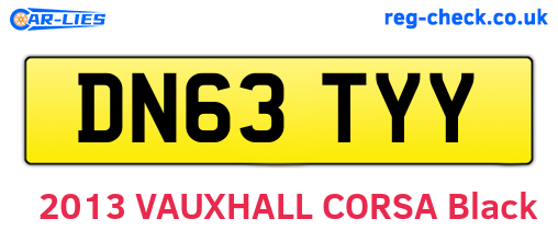 DN63TYY are the vehicle registration plates.