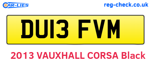 DU13FVM are the vehicle registration plates.