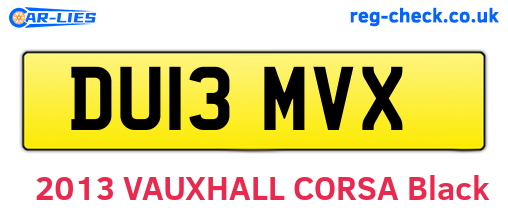 DU13MVX are the vehicle registration plates.