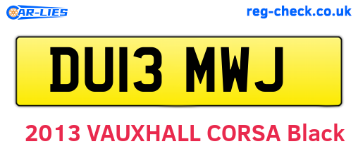DU13MWJ are the vehicle registration plates.