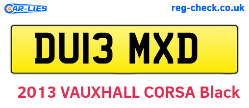 DU13MXD are the vehicle registration plates.