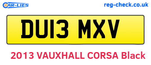 DU13MXV are the vehicle registration plates.