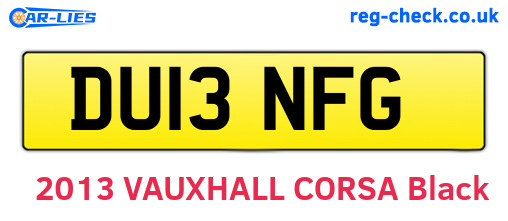 DU13NFG are the vehicle registration plates.